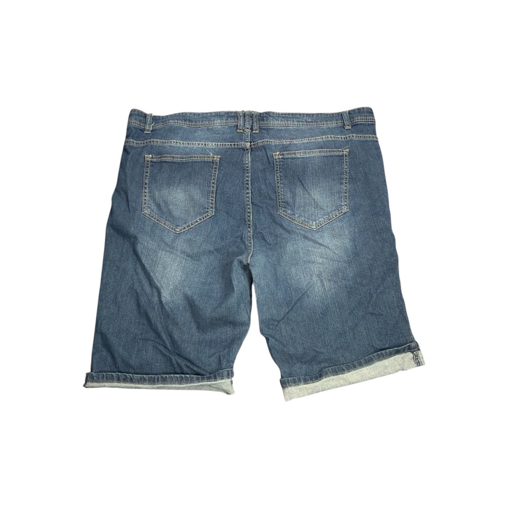 Pure Energy Womens Plus Size 22 Distressed Denim Bermuda Shorts Medium Wash Blue - Picture 2 of 7